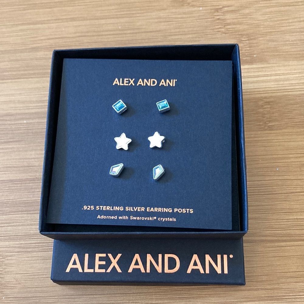 Alex And Ani Swarovski Crystal Stud Earrings Set of 3